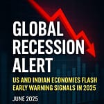 In 2025, economists warn of a possible global recession as the US and Indian economies show signs of slowdown. Interest rate hikes, falling exports, and weak job markets raise fresh alarms. Global Recession Alert: US and Indian Economies Flash Early Warning Signals in 2025 New Delhi / Washington D.C., June 28, 2025 – The global economy may be heading toward another downturn. Recent data from the Federal Reserve, Reserve Bank of India (RBI), and international economic reports suggest a synchronized slowdown in the world’s two largest democratic economies — the United States and India.